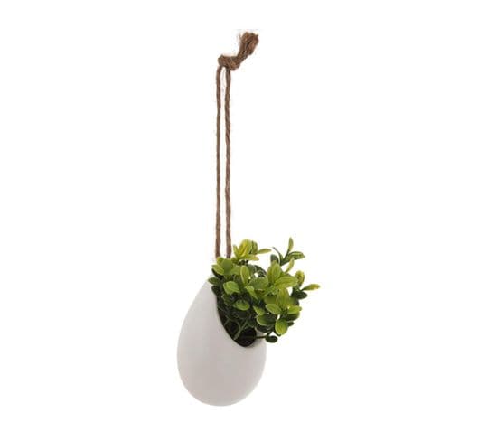 Mini Plante Artificielle à Suspendre Pot En Céramique H 11 Cm
