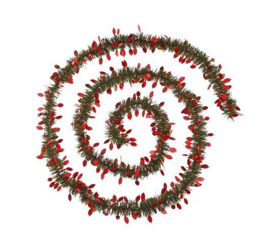 Guirlande De Noël Large 10 Cm Vert Avec Déco Rouge Longueur 2.7 Mètres