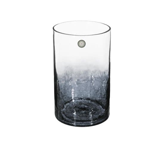 Vase Cylindrique En Verre Craquelé H 20 Cm