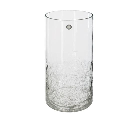 Vase Cylindrique En Verre Craquelé H 30 Cm