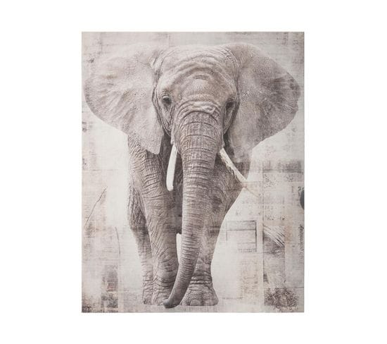 Tableau Toile Murale Imprimée Éléphant 38 X 48 Cm