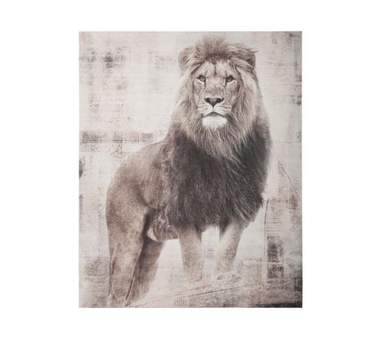 Tableau Toile Murale Imprimée Lion 38 X 48 Cm