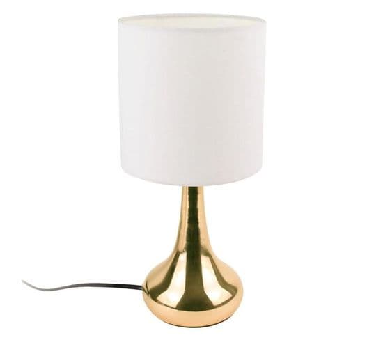 Lampe à Poser Design "touch Ii" 32cm Or et Blanc