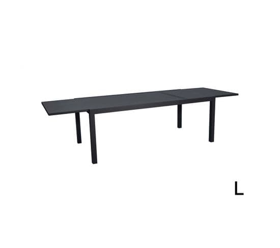 Table Extensible Hanae 8/12 Personnes 200/300x100cm En Aluminium Gris Anthracite