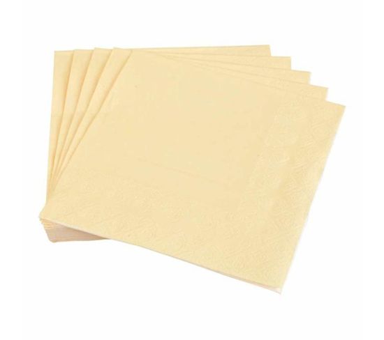 Lot De 20 Serviettes En Papier "vitamine" 33x33cm Crème