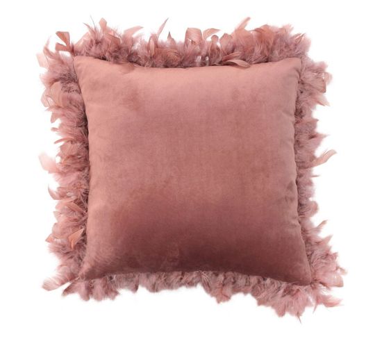 Coussin Déco Plumes "marlina" 40x40cm Rose