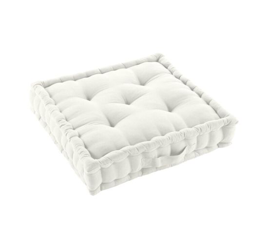 Coussin De Sol 50 X 50 X 10 Cm Coton/polyester Recycle Grs Twily Blanc