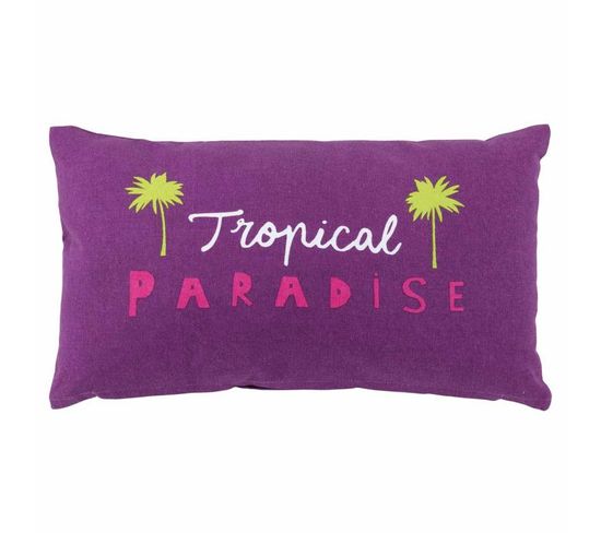 Coussin Déco "tropical Paradise" 30x50cm Prune