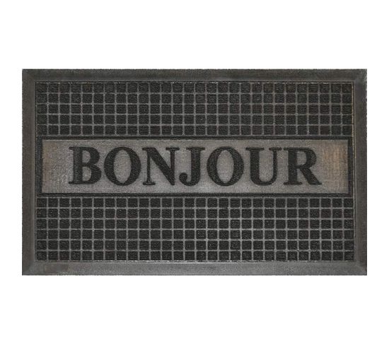 Tapis D'entrée "bonjour" 45x75cm Noir