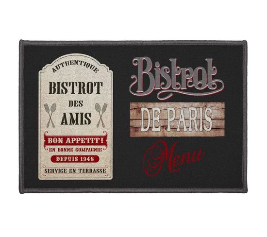Tapis Rectangle "bistrot Des Amis" 40x60cm Noir