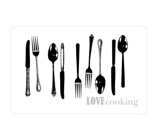 Set De Table "love Cooking" 28x44cm Blanc et Noir