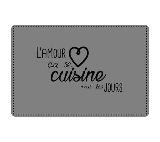 Set De Table "cuisine Amour" 28x43cm Gris