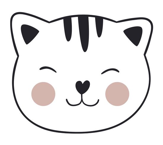 Tapis Enfant Imprimé Forme Chat Cat En Polyester - Blanc - 70x80 Cm