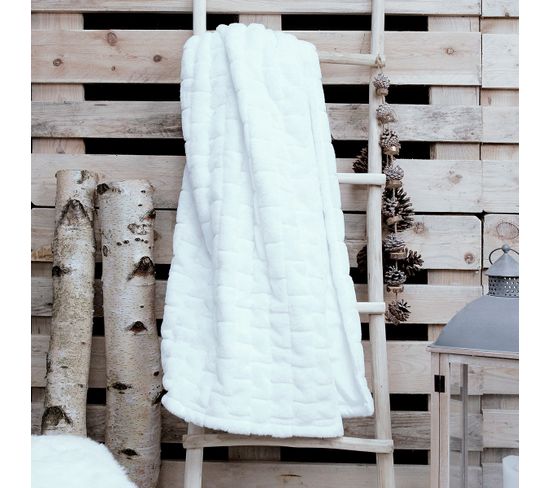 Plaid Décoration Uni Winter Spirit Flake En Polyester - Blanc - 125x150 Cm