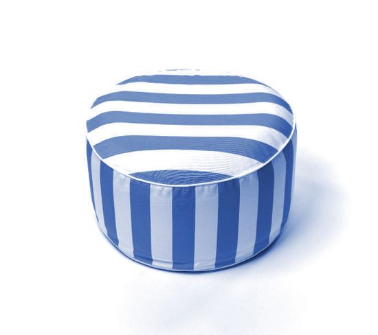 Pouf Gonflable Summer Stripes En Polyester - Bleu - 50x25 Cm