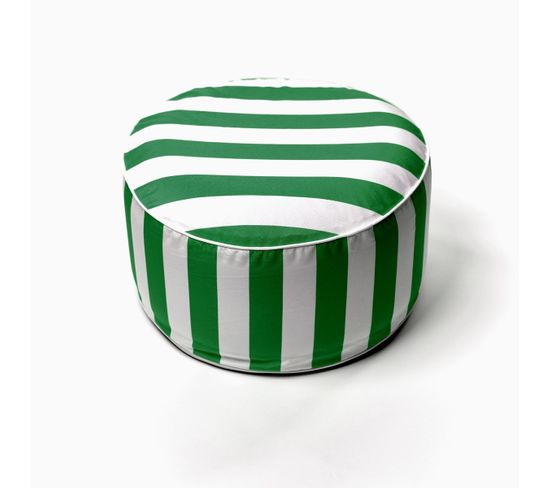 Pouf Gonflable Summer Stripes En Polyester - Vert - 50x25 Cm