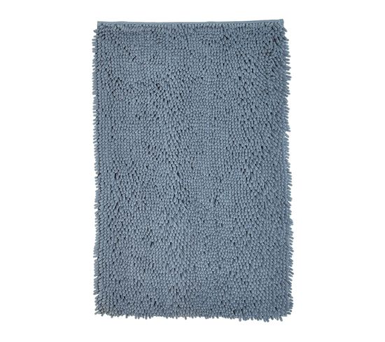 Tapis De Bain Mèche Uni Essential En Polyester - Bleu Ardoise - 50x80 Cm