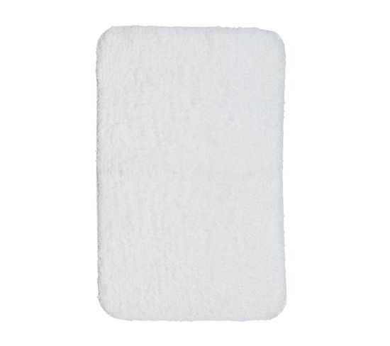 Tapis De Bain Tufté Uni Essential En Polyester - Blanc - 50x80 Cm
