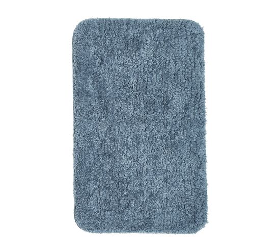 Tapis De Bain Tufté Uni Essential En Polyester - Bleu Ardoise - 50x80 Cm