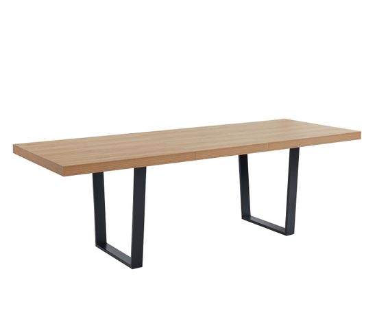 Table Extensible Felix  Effet Chêne Et Métal Noir  180 À 240cm