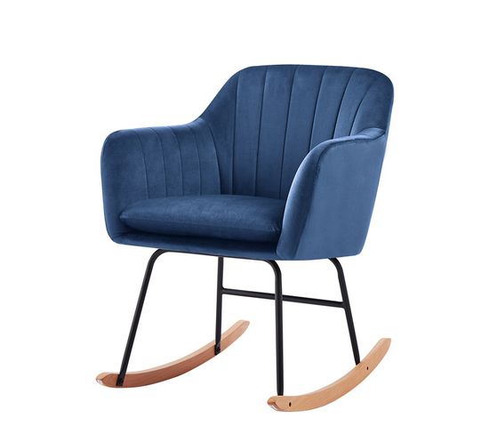 Fauteuil Elsa En Velours Bleu Rocking Chair