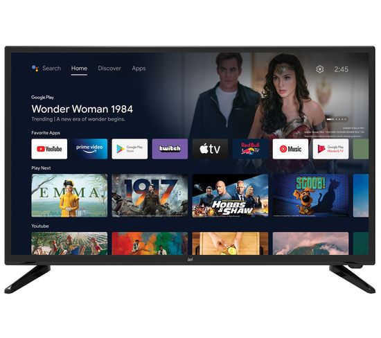 TV LED - 32" (80 cm) - HD - Android Wifi - Bluetooth 5.0 - Netflix - Youtube - 3x HDMI - 2xUSB