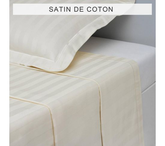 Drap Plat Satin De Coton Tertio®  Écru -180 X 290