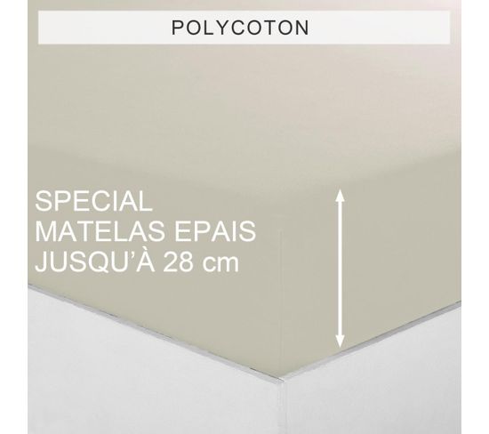 Drap-housse Uni Spécial Matelas Épais Polycoton Tertio® -90 X 190