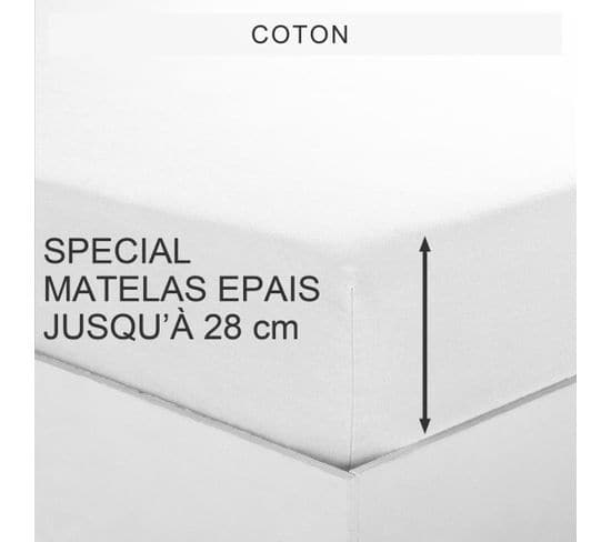 Drap-housse Matelas Épais Coton Tertio® -140 X 190