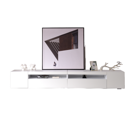 Meuble TV Moderne à LED Variable Pour Salon, L.240cm, Blanc