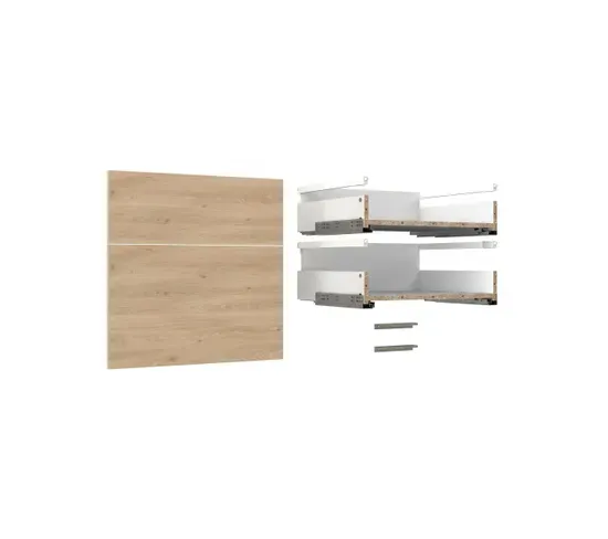 Pack Cuisine d'angle HOP - Chêne - 10 meubles - L.302,5 - P.249 cm vue 3/4