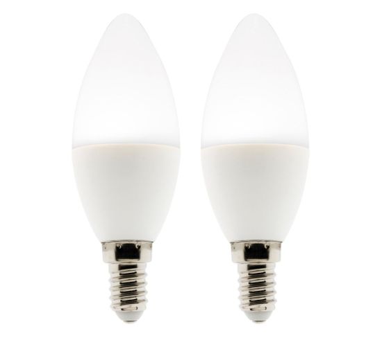 Lot De 2 Ampoules Flamme LED E14 - 5w - Blanc Neutre - 400 Lumen - 4000k - A+ - Zenitech