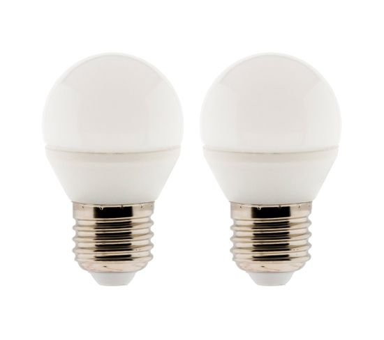 Lot De 2 Ampoules LED Sphérique 5,2w E27 470lm 2700k (blanc Chaud)