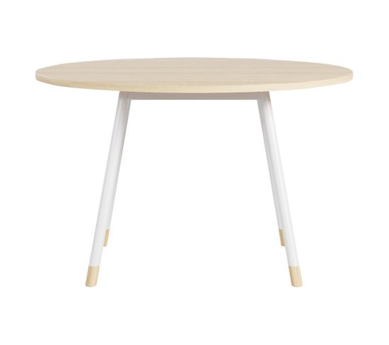 Table de réunion ronde K2 Ø.120 cm imitation chêne/blanc