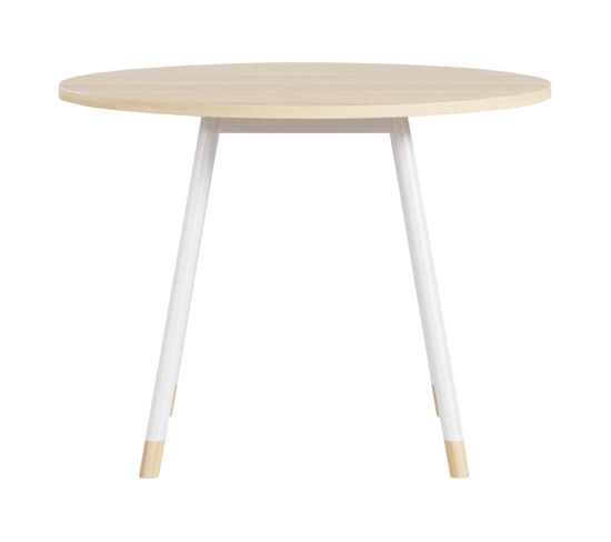 Table de réunion ronde K2 Ø.100 cm imitation chêne/blanc