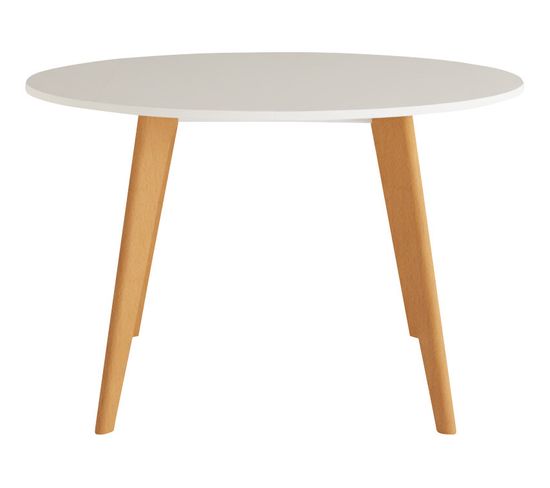 Table de réunion ronde FOLD Ø.100cm blanc/ piètement hêtre