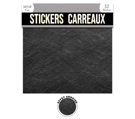 2 Stickers Effet Ardoise - 30 X 30 Cm - Noir