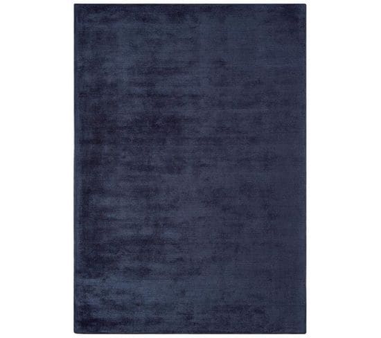 Tapis Tissé Main Oker En Viscose - Bleu Marine - 100x150 Cm