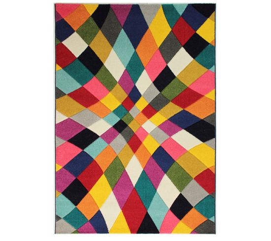 Tapis De Salon Design Java En Polypropylène - Multicolore - 120x170 Cm