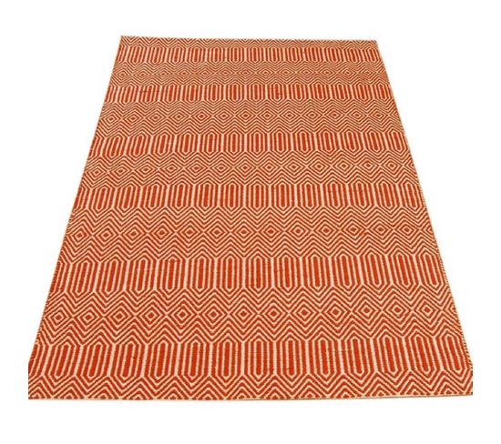 Tapis Tissé Main Silwan En Coton - Orange - 100x150 Cm