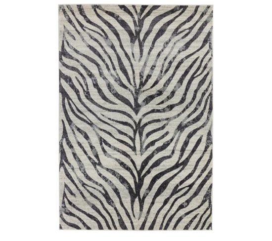 Tapis De Salon Moderne Avon Zebra En Polypropylène - Noir - 120x170 Cm