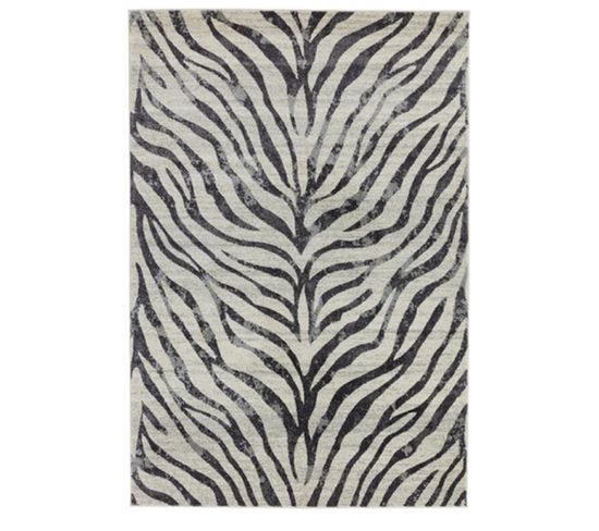Tapis De Salon Moderne Avon Zebra En Polypropylène - Noir - 200x290 Cm