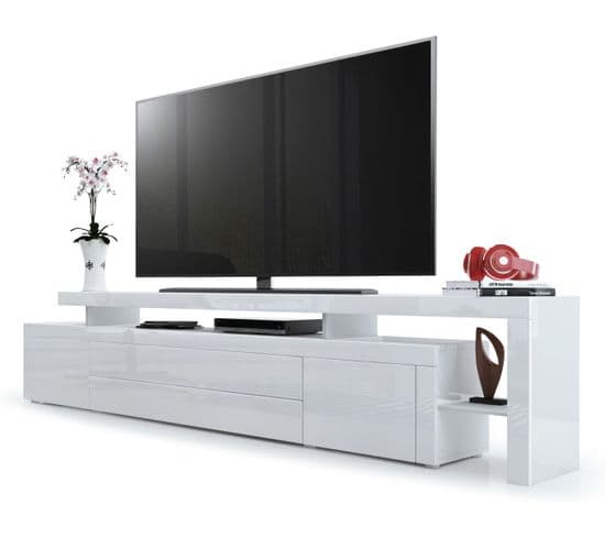 Meuble TV  Blanc Laqué   52 X 227 X 35 Cm