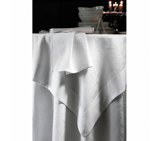 Set De Table Coton Jacquard Ombelle Blanc Des Vosges - Blanc