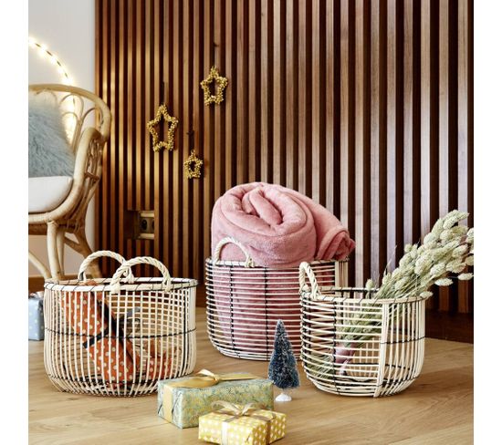 panier rotin et metal inna naturel panier but