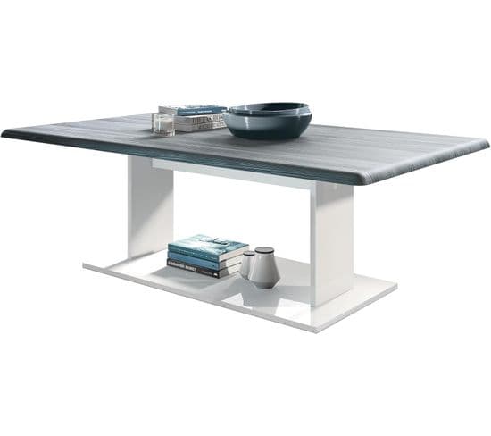 Table De Salon Table Basse  En Blanc Avec Plateau De Dessus En Avola-anthracite 40 X 120 X 70