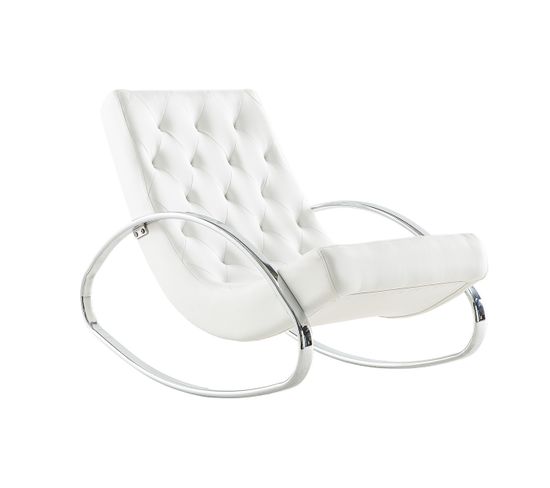 Rocking Chair Design Blanc Et Acier Chromé Chesty