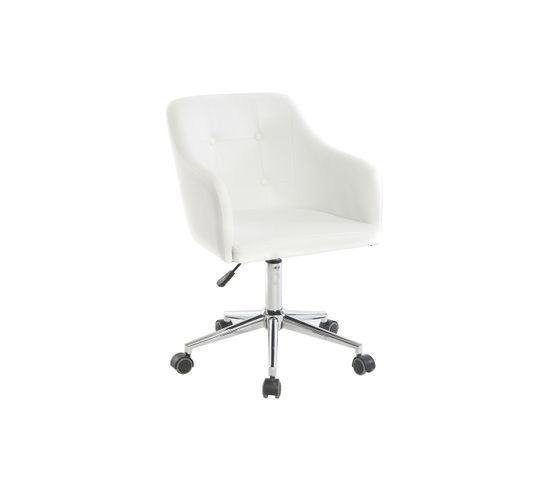 Chaise De Bureau À Roulettes Design Blanc Et Acier Chromé Baltik