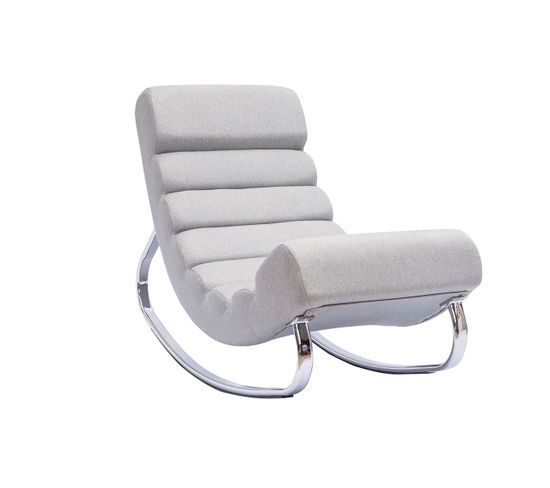 Rocking Chair Design En Tissu Gris Clair Et Acier Chromé Taylor