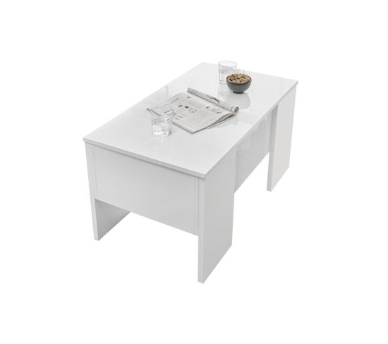 table basse relevable design blanc laque brillant l92 cm como table basse but